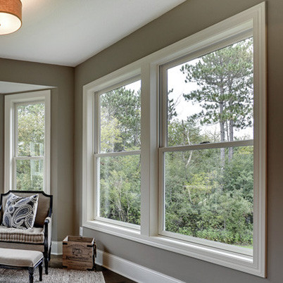 American Style Aluminum Double Hung Sash Windows Retractable / Invisible Fly Screen
