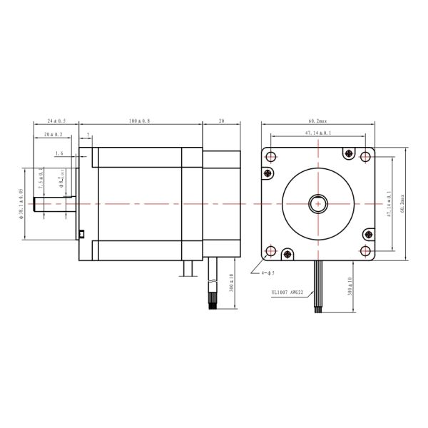 NEMA 24 4N.M 60x100mm Ключевой шаговый двигатель 1000ppr