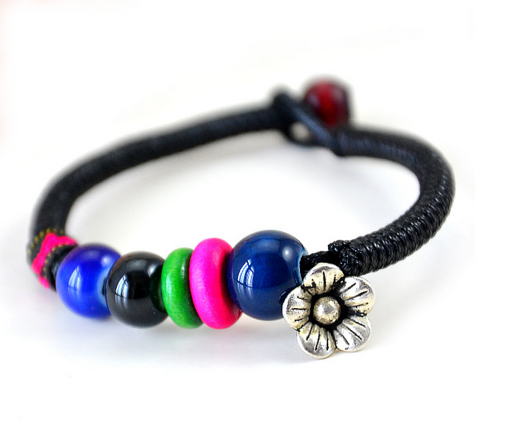 Features hand-woven ceramic beaded bracelet female Tibetan silver accessories