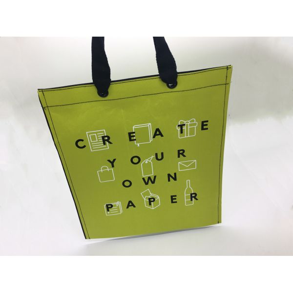 Recyclable Green Hand Sewn Paper Bags / 35x40cm Sewn Open Mouth Paper Bags