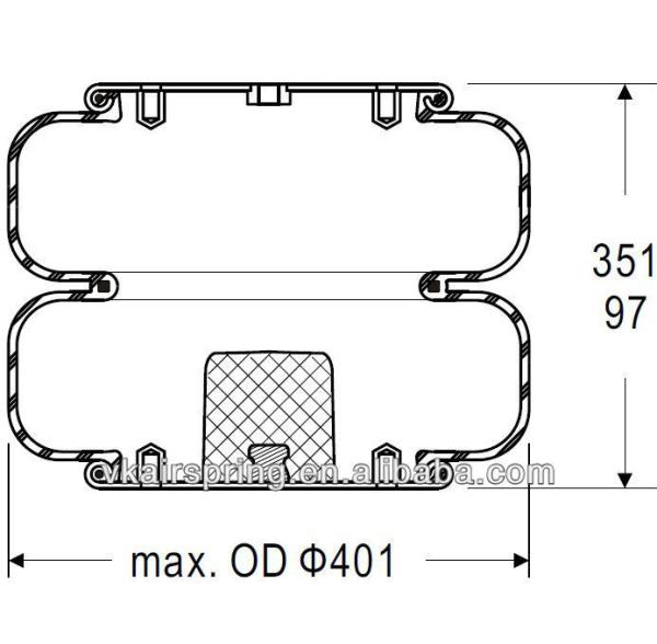 S2734 Printemps pneumatique en caoutchouc industriel 2B14-365 Pièces de printemps à suspension pneumatique pour OEM et après-vente