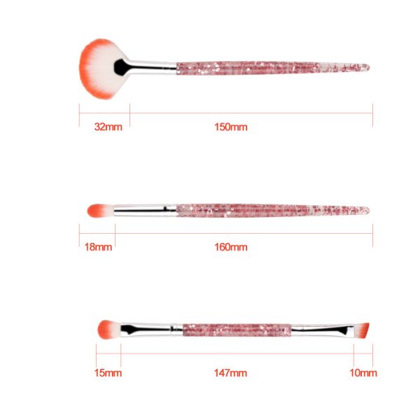 Fashion Cosmetic Makeup Brush Set 6 Pcs with star glitter inside the handle