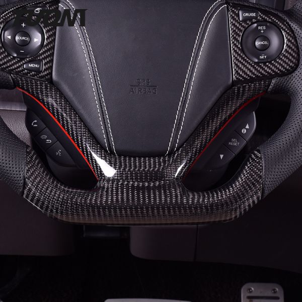 Custom Refit Black Carbon Fiber Honda Steering Wheel Leather Sports Racing