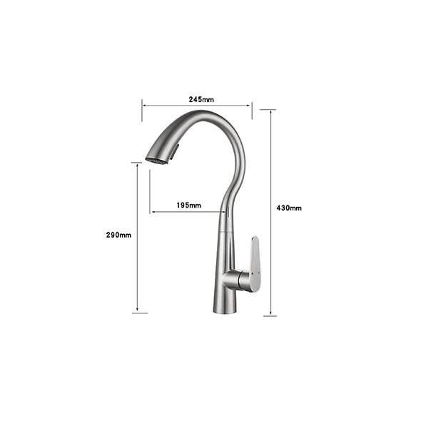 430mm Hot And Cold Water Mixers One Handle Chrome Kitchen Mixer Taps Modern Orin ORSS1555508