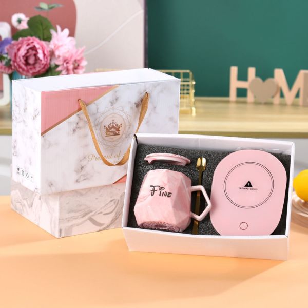 Ceramic Cup 55 Degree 380ml Constant Temperature Cup Set Gift Boxed for Wedding Gift