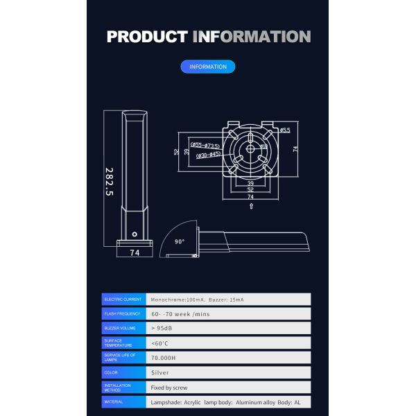 Tour lumineuse de machine rouge orange avec feux à LED 24V DC et alarme sonore pour machine CNC