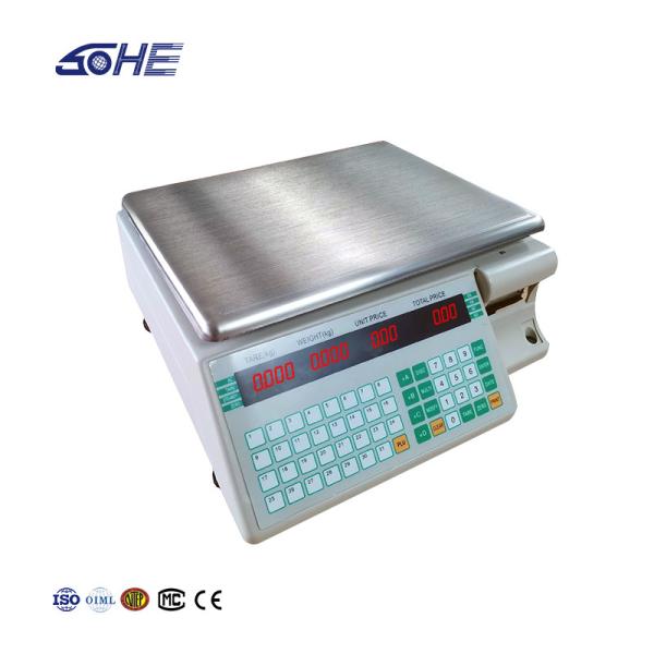 SHV-TMA Bar Code Printing Table Scale 30kg with and ABS Plastic/ Stainless Steel Plate