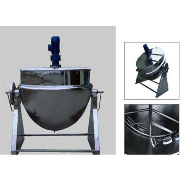 Stainless Steel Electric Steam Jacketed Kettle , Electric Tilting Kettle For Food Industry