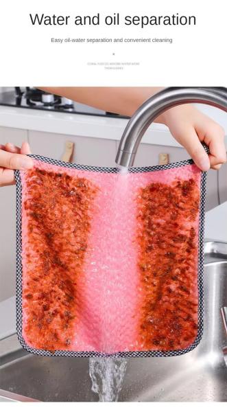 Stainless Steel Microfiber Dish Cloth 25x25cm Non-Stick Oil