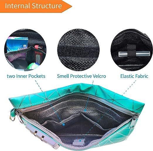 Smell Proof Bags with Combination Lock,Carbon Lined Odor Proof Pouch 10.2 x 7.2 inches Medicine Lock Bag Travel Storage