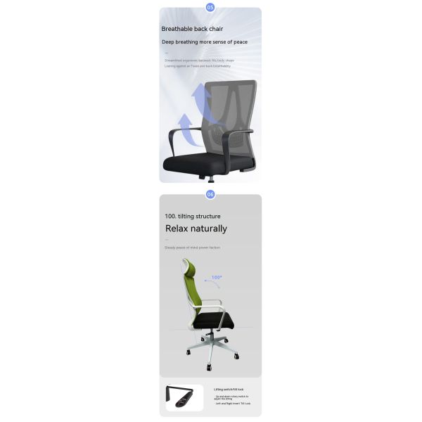 Office Furniture Modern Workplace Chairs No Handrail Optional Rolling and Fixed Furniture