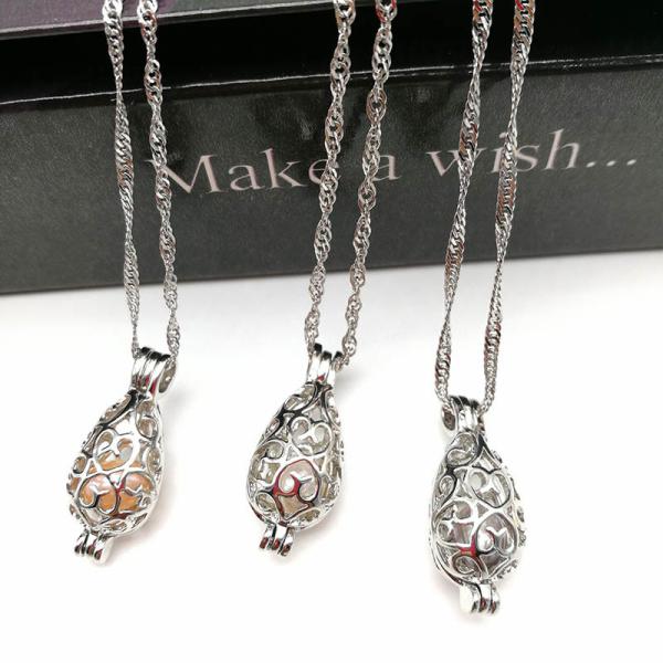 Fashion DIY Drop Cage Pendant Pearl Necklace Oyster Gift Charms
