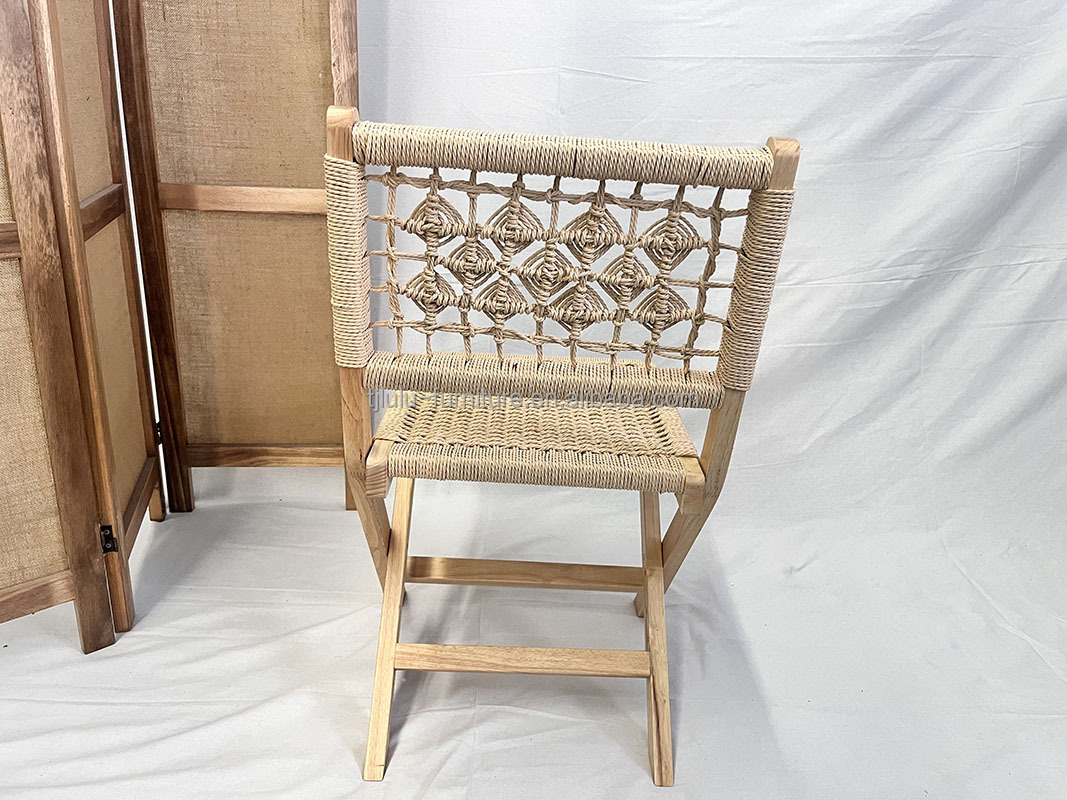 Classical Woven Rope Cord Nordic Lounge Chair with Customized Designs Solid Wood