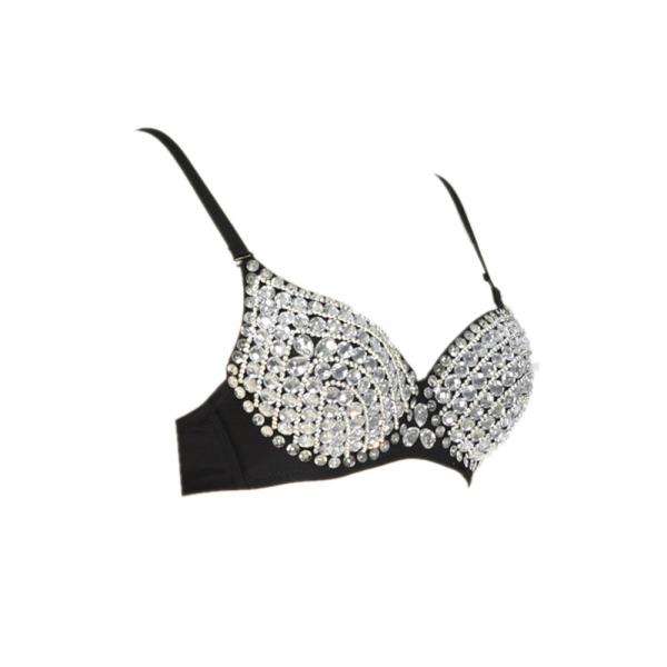 Unique Sexy Night Club Clothes Full Coverage Bras With Spikes , Ladies Club Wear Silver Studded Bra