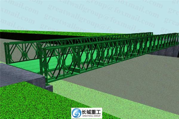 Compact 200 Bailey Truss Bridge Span Up 60.96 Meters Easy Install Anti Skid Surface