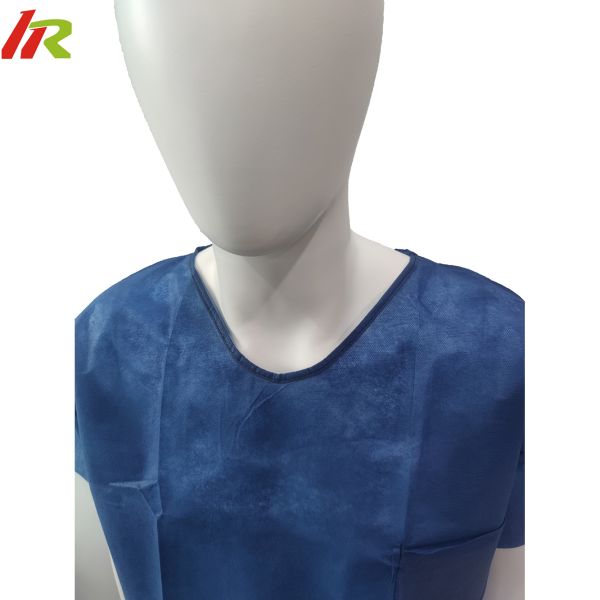 Non Woven SMS Knitted Cuff Lab Shirt Disposable Scrub Suit