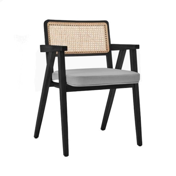 Stackable Wooden Dining Chair with Rattan Back Contemporary Design