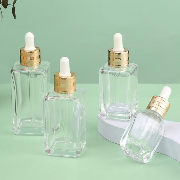 botellas vacías de cristal estriadas del dropper del claro de 0.5oz 1oz 2oz 3oz para el aceite del ojo del perfume