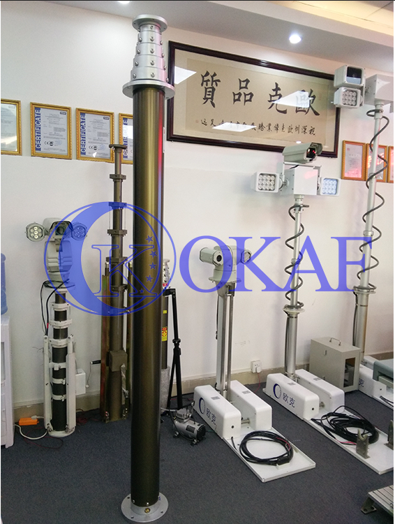 Aluminum 4.2M 5.7M 120N Pneumatic Telescopic Antenna Mast