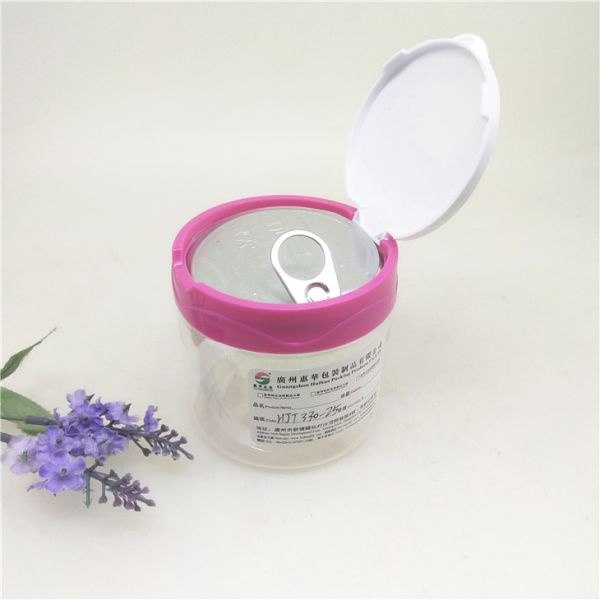 Cilindro abierto fácil de aluminio del plástico transparente de las latas con el certificado del top FDA del tirón