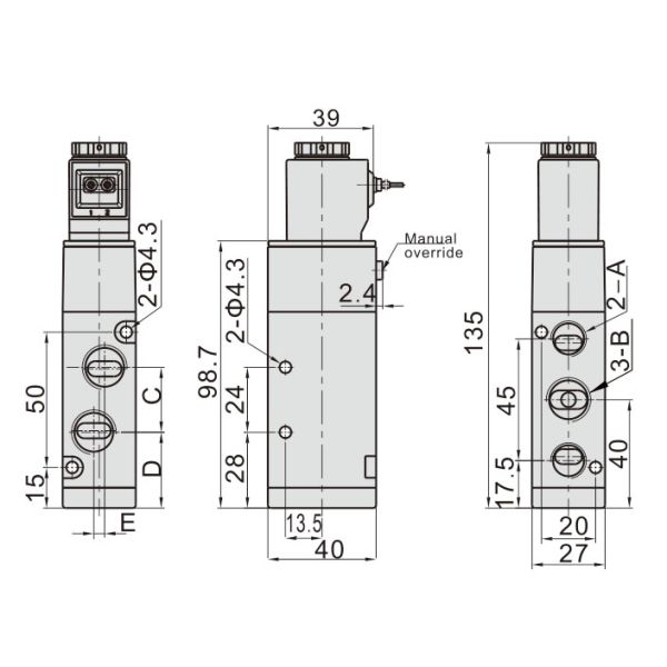 4V310-08 1/4'' 5/2 Way Single Coil Pilot Pneumatic Solenoid Valve