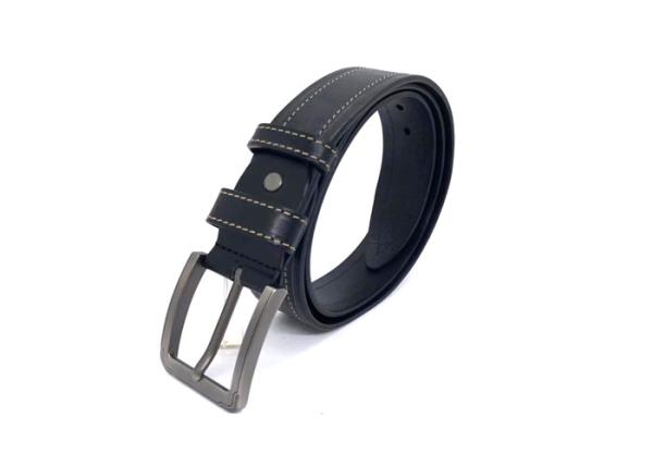 Black Mens Casual Leather Belt  1 1/2” Wide 4MM Thick Alloy Prong Buckle