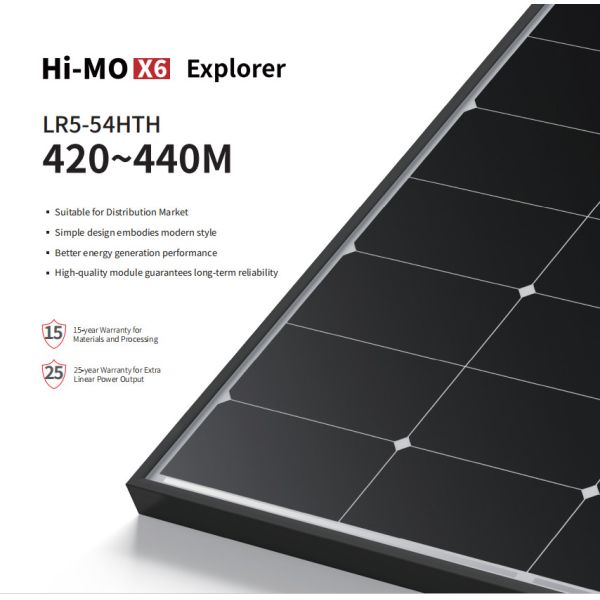 HPBC Black Frame Longi Hi-MO X6 ученый 435W 440W солнечная панель