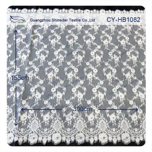 Custom Printed Swiss Voile Lace Trimming / Wedding Dresses Lace Fabric