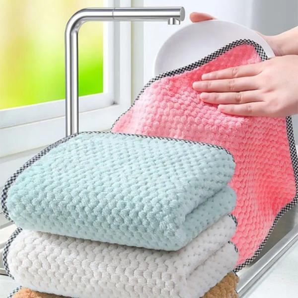 Stainless Steel Microfiber Dish Cloth 25x25cm Non-Stick Oil