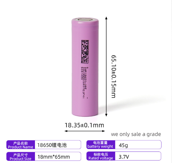 Grade A 18650 Ternary Lithium Battery Cell 3.7V 2600mAh High Power Rechargeable Cell for E-bike , Power Tools , Scooter
