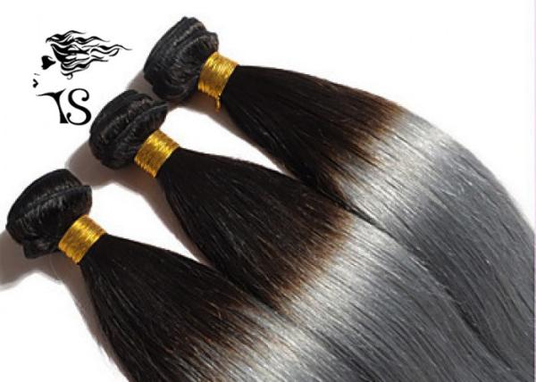 Silky Straight Black To Silver Ombre Hair Extensions 8A Chinese Human Hair Weave