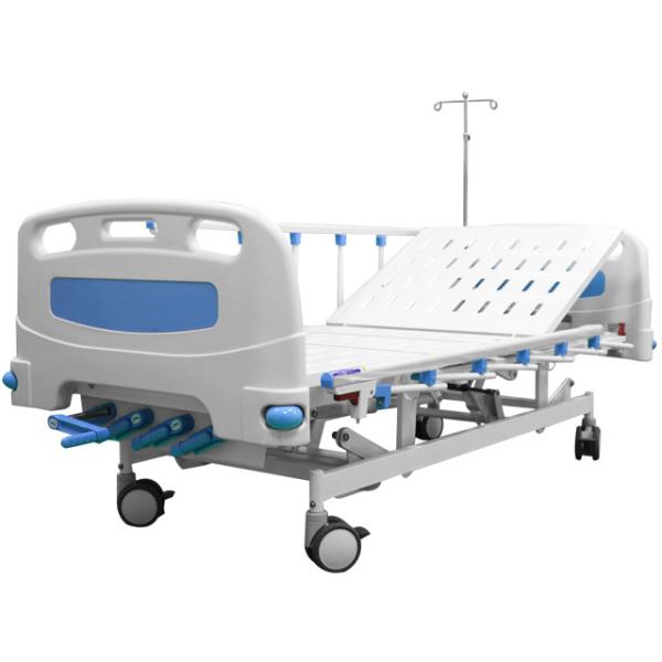 Durable 2 Cranks 2 Function Foldable Clinic Medical Metal Adjustable Manual Nursing Patient Hospital Bed With Casters
