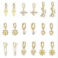 l'or 18k a plaqué le charme de Zircon de sirène de Diamond Pendant Earrings Heart Bee