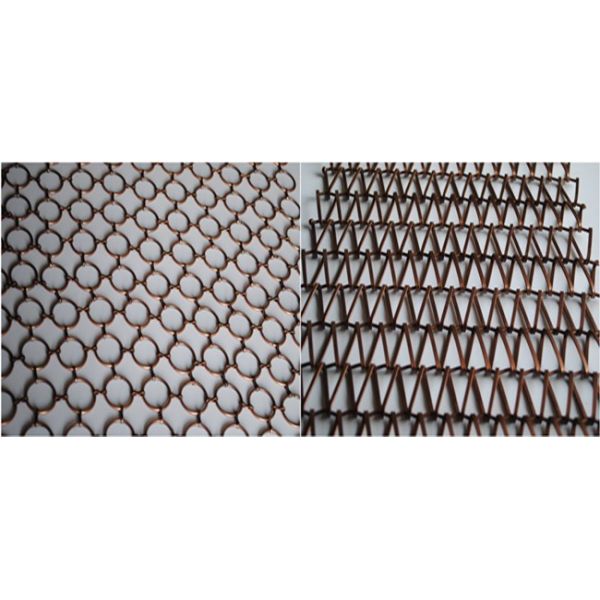 Red espiral de seda plana coloreada cobre de la decoración de la malla de alambre del acero inoxidable