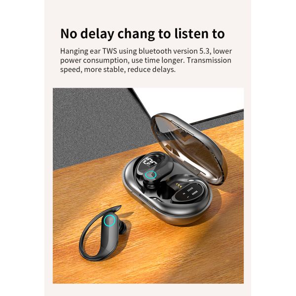 Waterproof Wireless Earbuds Stereo Bluetooth Headphone with Digital Display Travel Battery Indicator Wireless BT Earphone