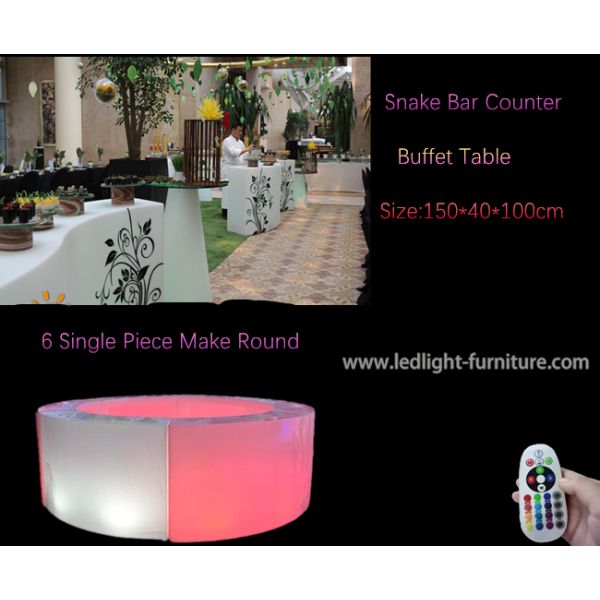 Venue Mood Snake LED Bar Counter / LED Buffet Table For Party Decoration