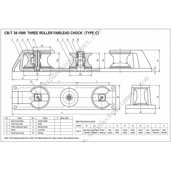 Marine Three Roller Chock | Casting Steel Roller Chock for Ship Mooring