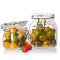 Utilisation dans les usines alimentaires 1 oz 4 oz 8 oz Forme ronde Contenant de stockage vide clair Bouteilles en verre avec couvercle à pinceau