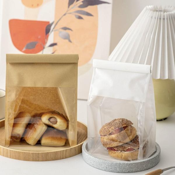 Kraft Paper Bread Bag with Clear Window for Toast Sandwich Packaging Custom Logo Printing White and Brown Options