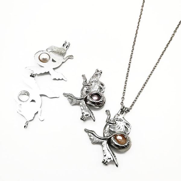 Pearl Cage Pendant Jewelry Making Bead Cage Necklace Aromatherapy Essential Oil Diffuser Box For Oyster Pearl