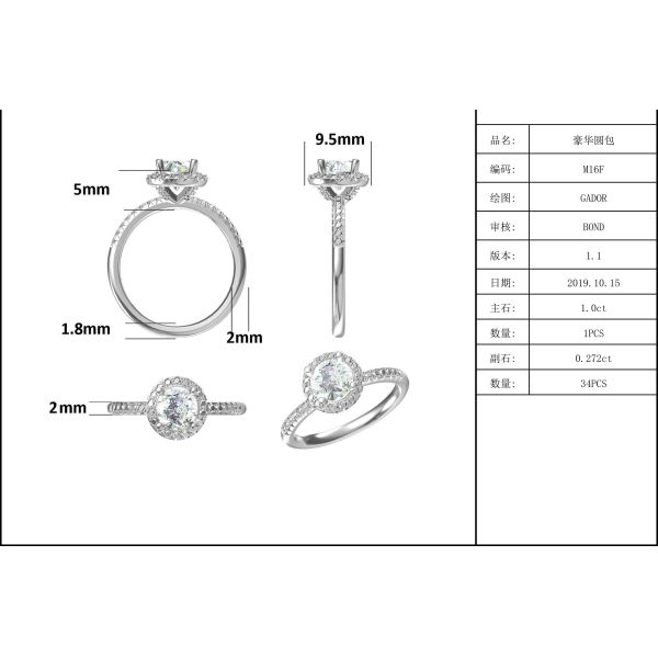 925 стерлинговых серебряных обручальных колец Moissanite диаманта ювелирных изделий вокруг форменного кольца диапазона лакомства