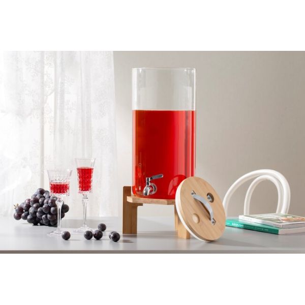 Large 2.5 Gallon Clear Glass Beverage Dispenser With Metal Spigot