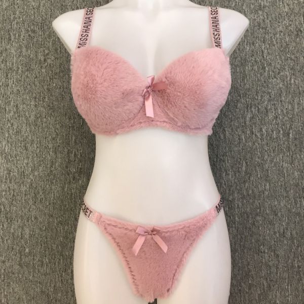 Underwear Bra Set Plush Fabric Underwire Plush Bra Rhinestone Strap Bra Large Size Wholesale 46-52 C Cup Women