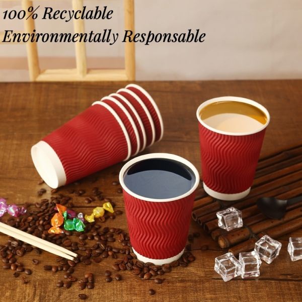 Customized Logo Printed Ripple Paper Coffee Cup 46.00cm * 37.00cm * 53.00cm Package Size