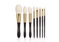 8 Pieces Essential Goat Hair Makeup Brushes Set WIth Golden Wire Drawing Ferrule Wood Handle