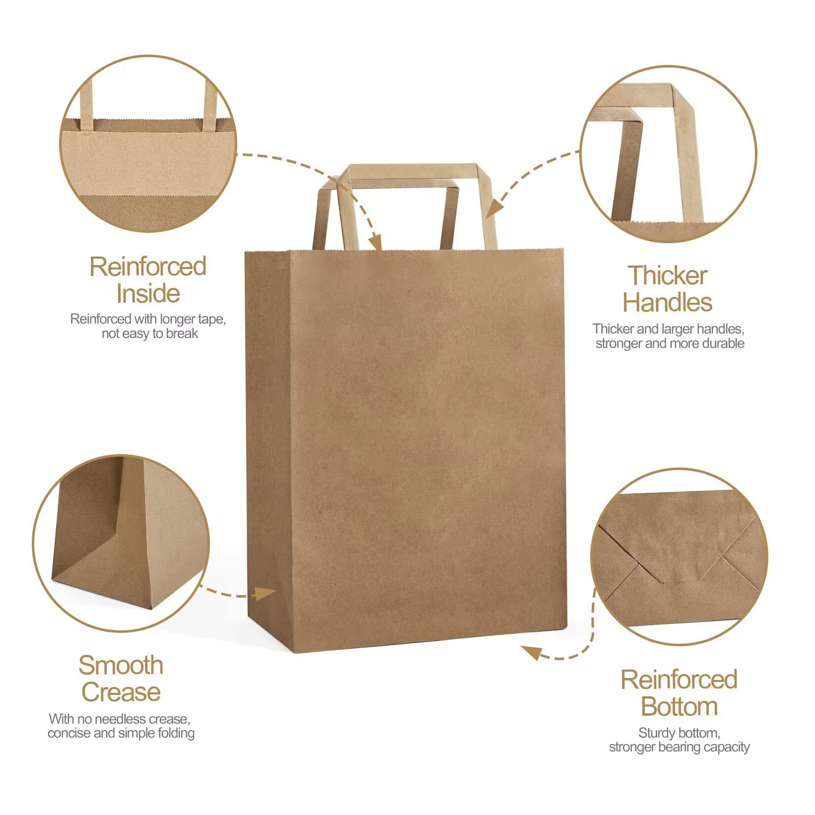 Competitive Reasonable Price Supply Golden Supplier Food Packaging Kraft Paper Box And Coffee Bag With Flat Handle