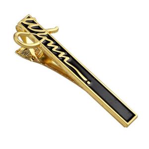 Wedding Custom Engraved Tie Bar Metal Glassed Shape Silver Nickel Clip