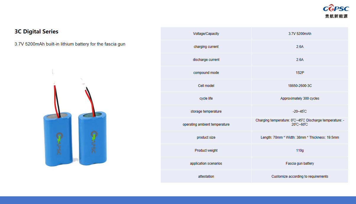 The 3.7V 5200mAh foam roller is equipped with a built-in lithium battery