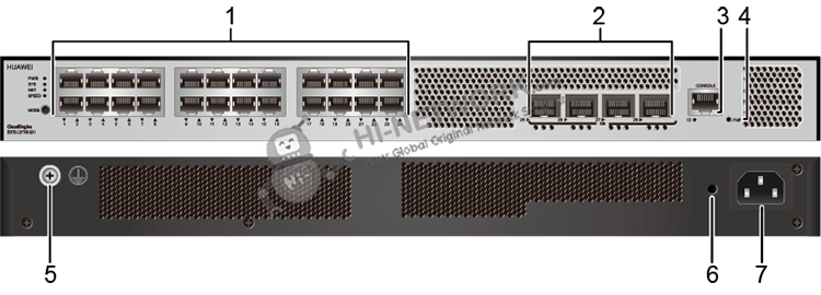 structure-s5735-l24t4s-qa1-datasheet Huawei Switch S5735-L24T4S-QA1 with 24 10/100/1000BASE-T Ports 4 GE SFP Ports and Fanless Design
