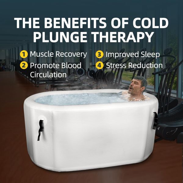 PVC Drop Stitch Синий / Черный / Белый Портативная Ледяная Ванна Баррель Холодный Погружение Надувная ванна с крышкой